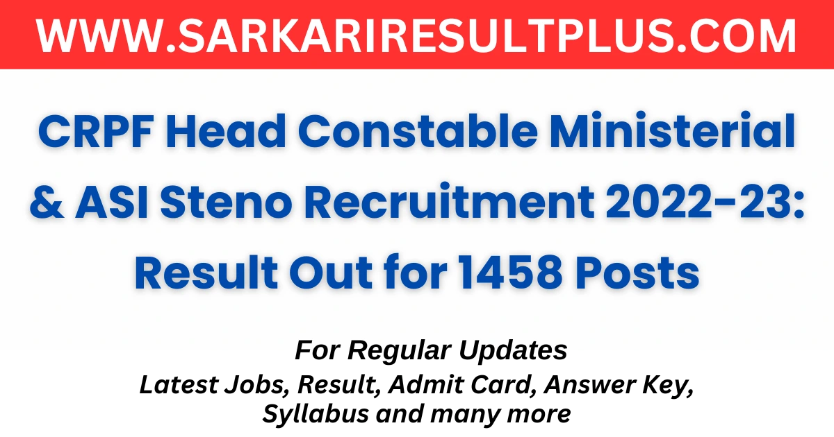 CRPF Recruitment Result 2022-23